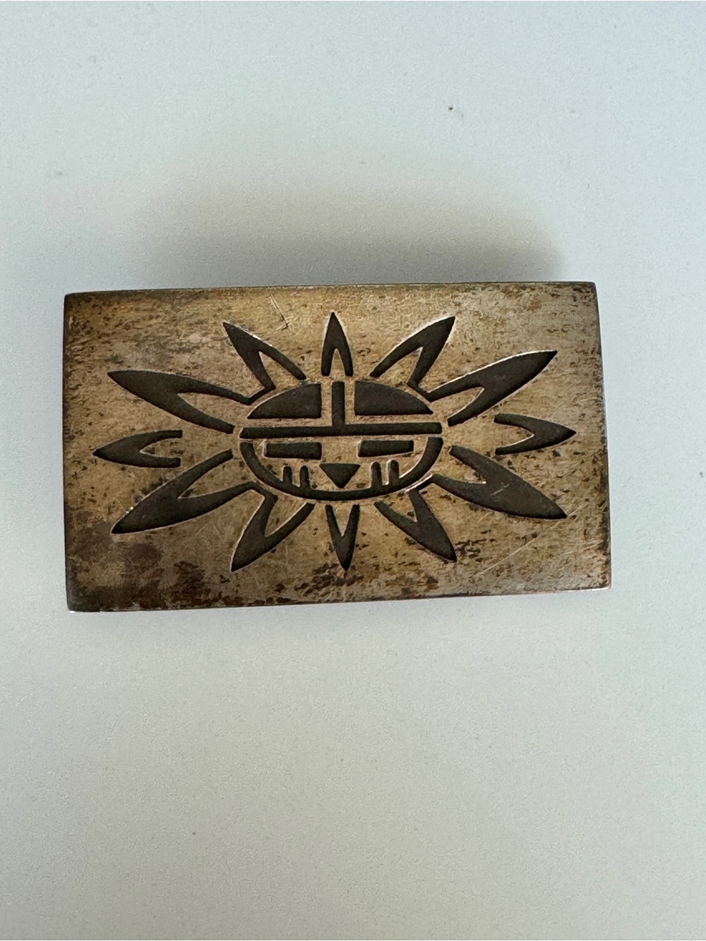 Zuni Sun God Belt Buckle- with Artist Stamp